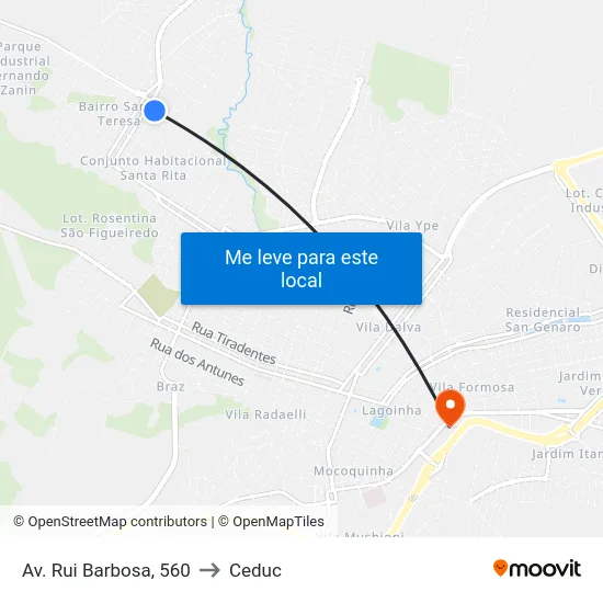 Av. Rui Barbosa, 560 to Ceduc map