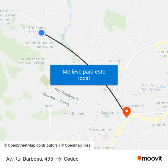 Av. Rui Barbosa, 435 to Ceduc map