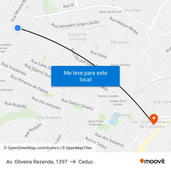 Av. Oliveira Rezende, 1397 to Ceduc map