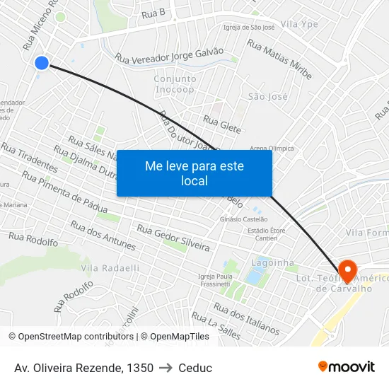 Av. Oliveira Rezende, 1350 to Ceduc map