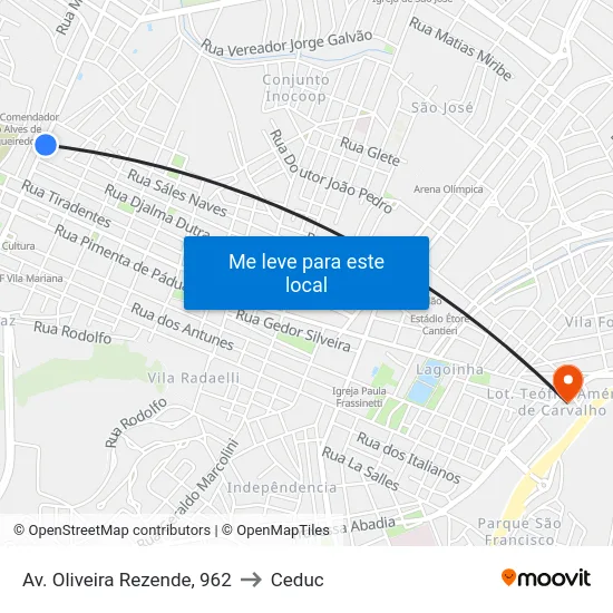 Av. Oliveira Rezende, 962 to Ceduc map