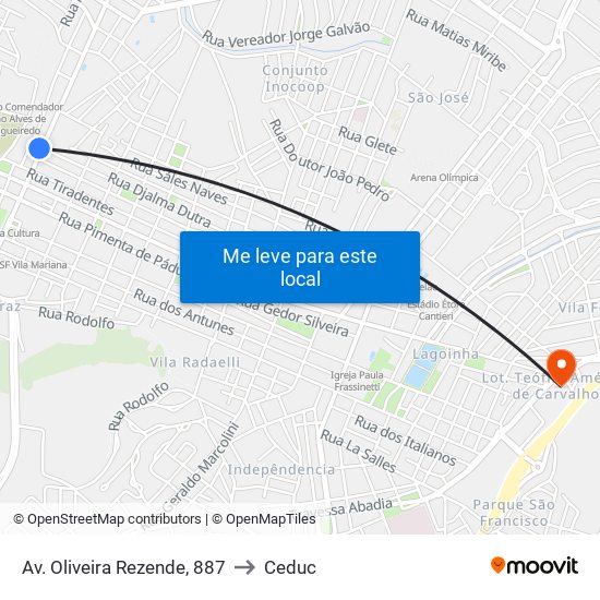 Av. Oliveira Rezende, 887 to Ceduc map