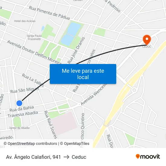 Av. Ângelo Calafiori, 941 to Ceduc map