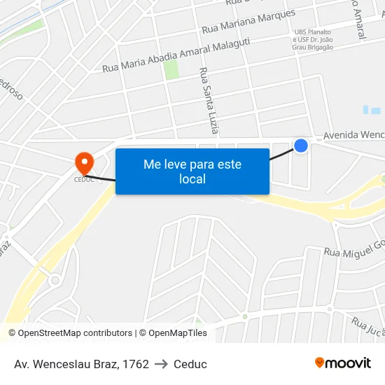 Av. Wenceslau Braz, 1762 to Ceduc map