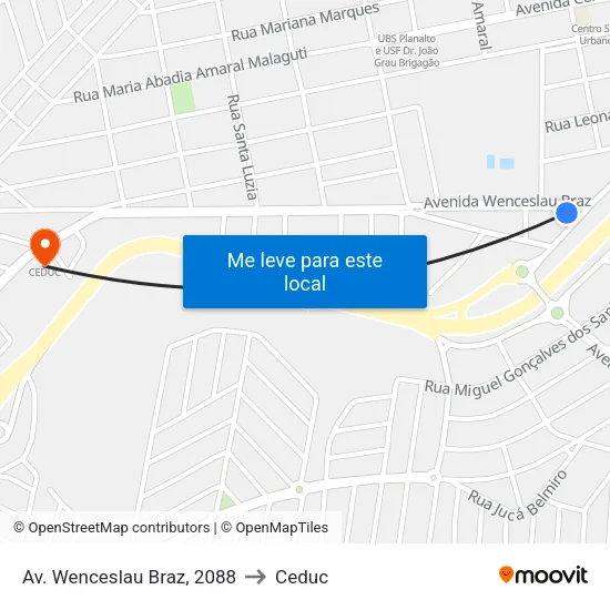 Av. Wenceslau Braz, 2088 to Ceduc map
