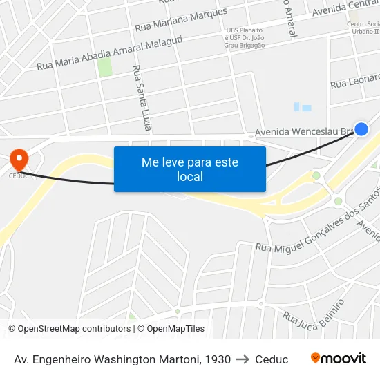 Av. Engenheiro Washington Martoni, 1930 to Ceduc map