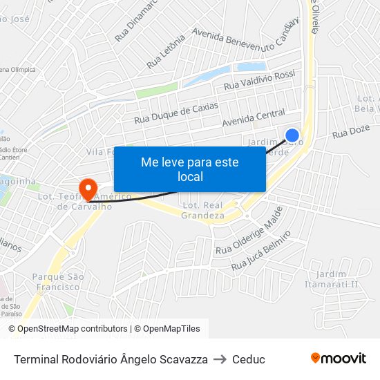Terminal Rodoviário Ângelo Scavazza to Ceduc map