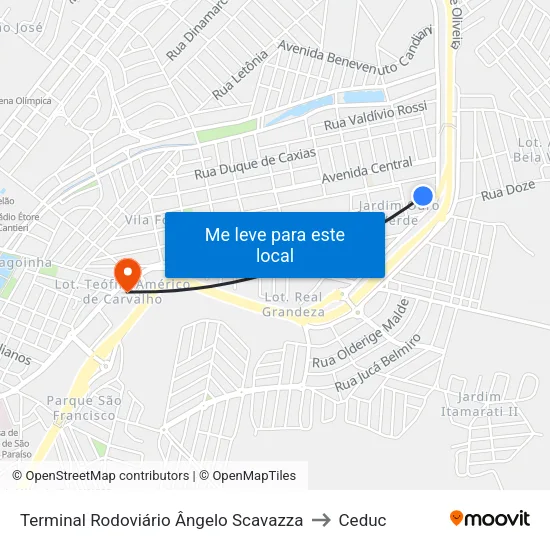 Terminal Rodoviário Ângelo Scavazza to Ceduc map