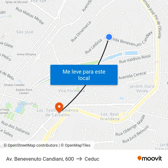 Av. Benevenuto Candiani, 600 to Ceduc map