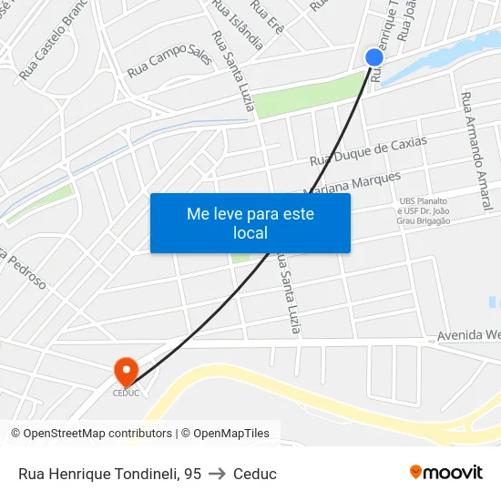 Rua Henrique Tondineli, 95 to Ceduc map