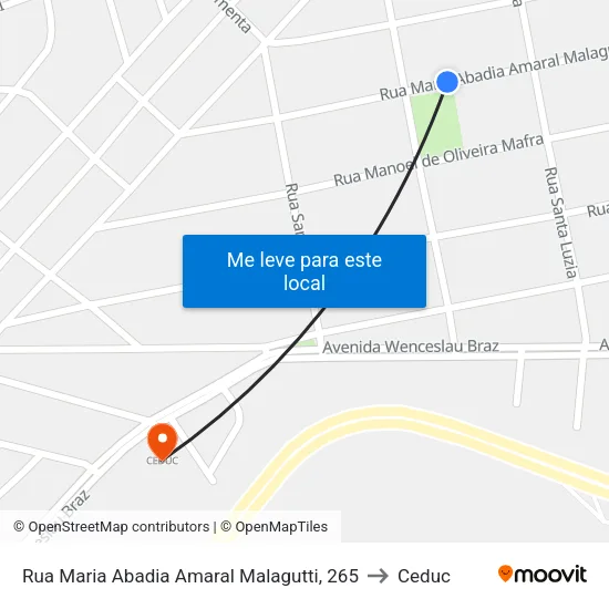 Rua Maria Abadia Amaral Malagutti, 265 to Ceduc map