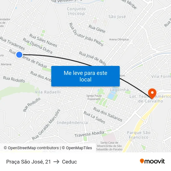 Praça São José, 21 to Ceduc map