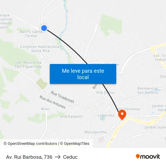 Av. Rui Barbosa, 736 to Ceduc map