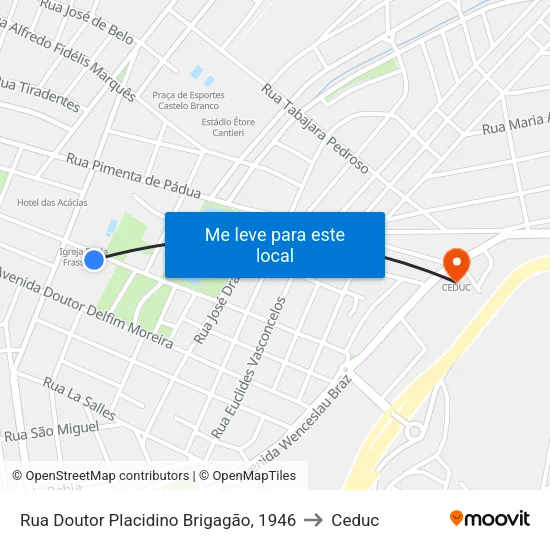 Rua Doutor Placidino Brigagão, 1946 to Ceduc map