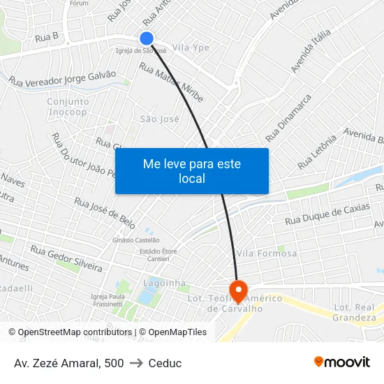 Av. Zezé Amaral, 500 to Ceduc map