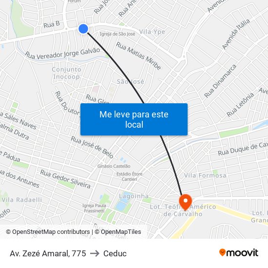 Av. Zezé Amaral, 775 to Ceduc map