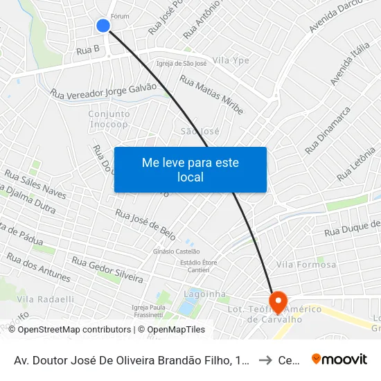 Av. Doutor José De Oliveira Brandão Filho, 151 | Fórum to Ceduc map