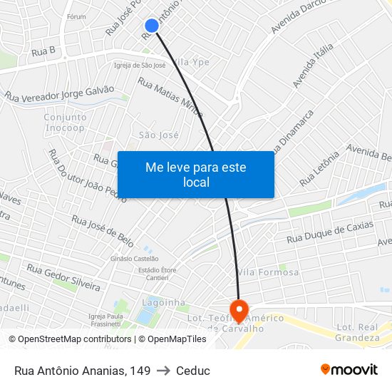 Rua Antônio Ananias, 149 to Ceduc map