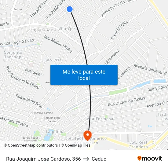 Rua Joaquim José Cardoso, 356 to Ceduc map