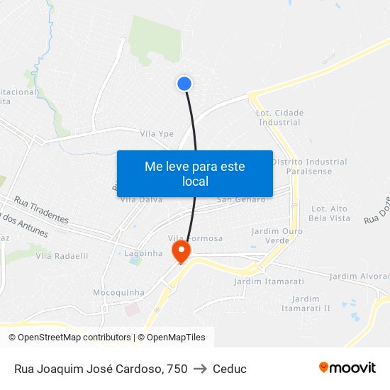 Rua Joaquim José Cardoso, 750 to Ceduc map