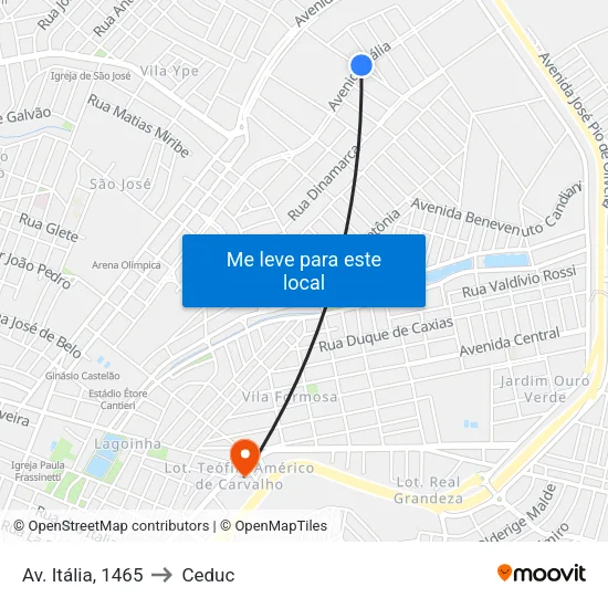 Av. Itália, 1465 to Ceduc map