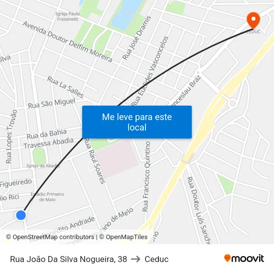 Rua João Da Silva Nogueira, 38 to Ceduc map