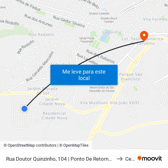 Rua Doutor Quinzinho, 104 | Ponto De Retorno Do Residencial Morumbi to Ceduc map