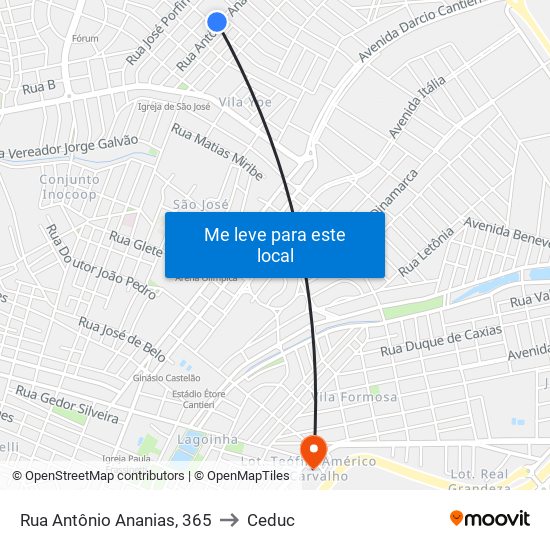 Rua Antônio Ananias, 365 to Ceduc map