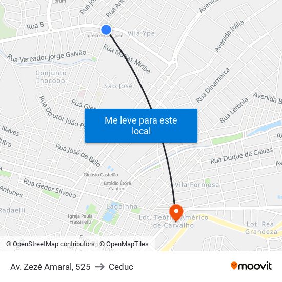 Av. Zezé Amaral, 525 to Ceduc map