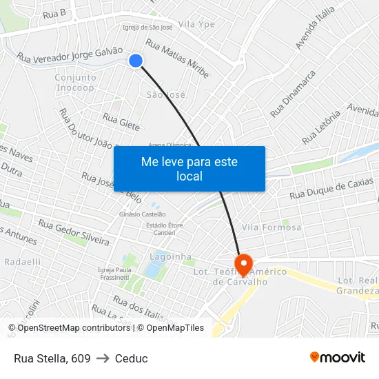 Rua Stella, 609 to Ceduc map