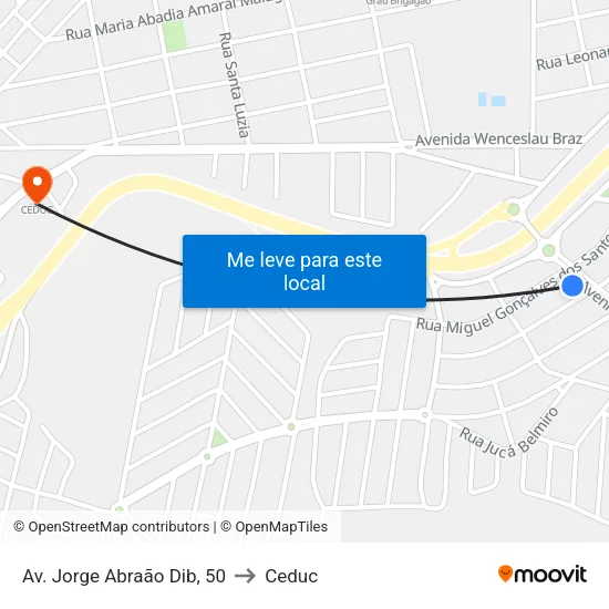 Av. Jorge Abraão Dib, 50 to Ceduc map