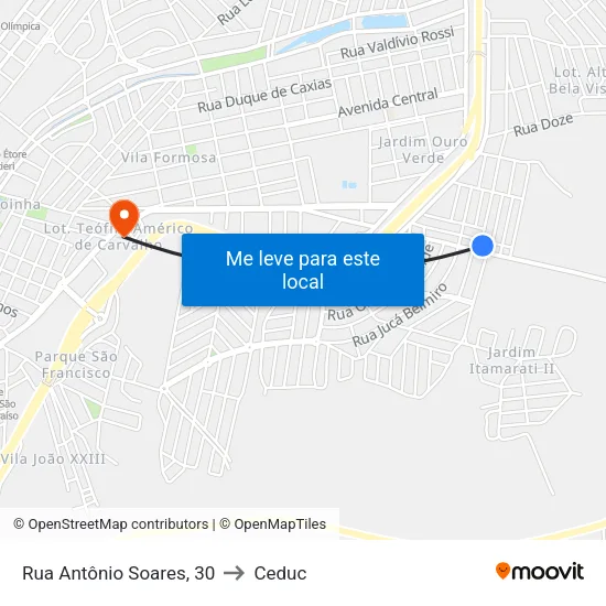 Rua Antônio Soares, 30 to Ceduc map