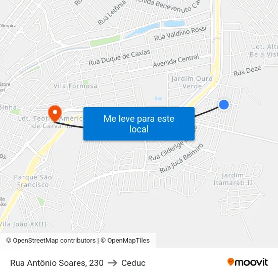 Rua Antônio Soares, 230 to Ceduc map