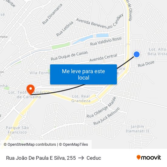 Rua João De Paula E Silva, 255 to Ceduc map