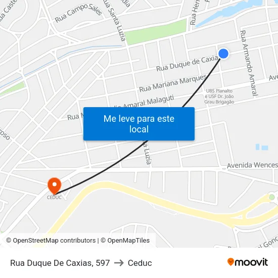 Rua Duque De Caxias, 597 to Ceduc map