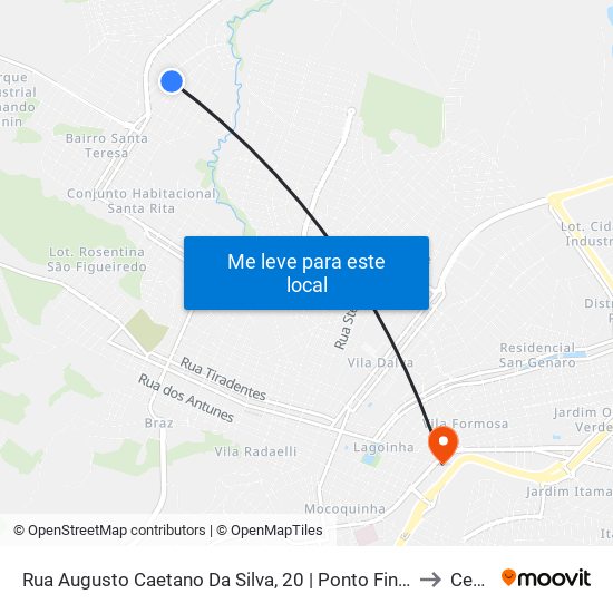 Rua Augusto Caetano Da Silva, 20 | Ponto Final Da Linha 04 to Ceduc map
