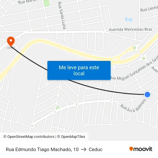 Rua Edmundo Tiago Machado, 10 to Ceduc map