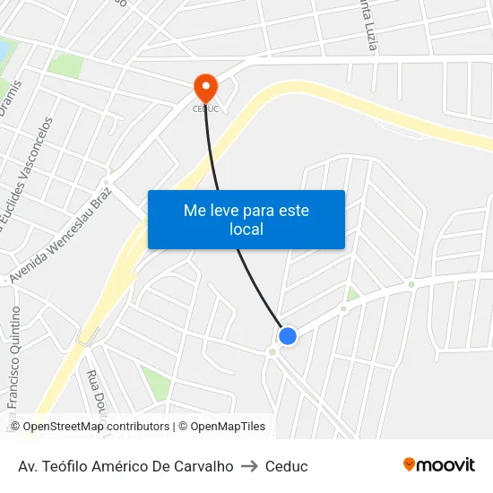 Av. Teófilo Américo De Carvalho to Ceduc map