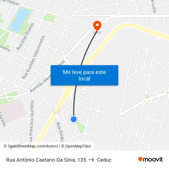 Rua Antônio Caetano Da Silva, 135 to Ceduc map