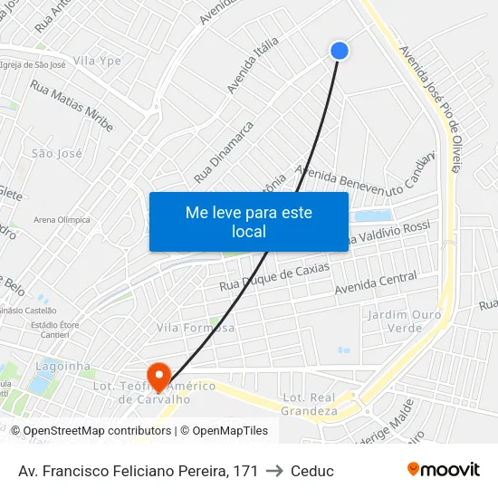 Av. Francisco Feliciano Pereira, 171 to Ceduc map