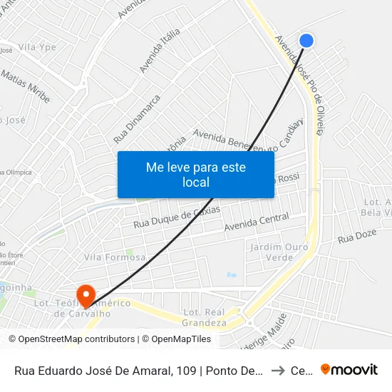 Rua Eduardo José De Amaral, 109 | Ponto De Retorno Da Linha 05 to Ceduc map