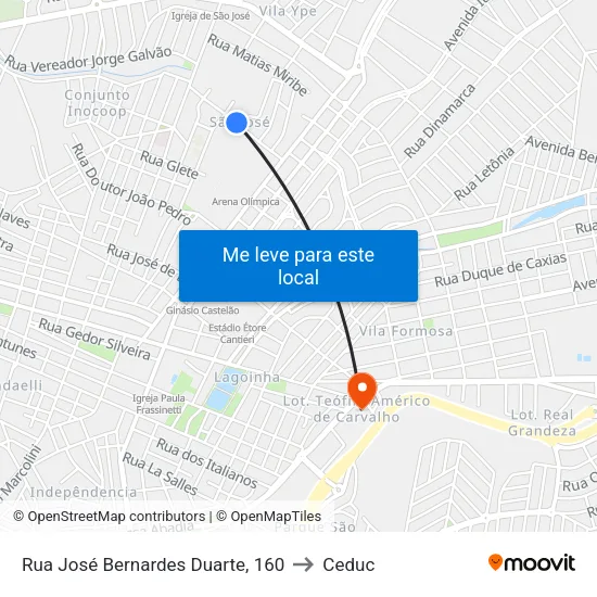 Rua José Bernardes Duarte, 160 to Ceduc map