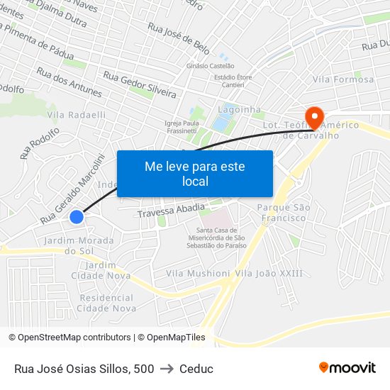 Rua José Osias Sillos, 500 to Ceduc map