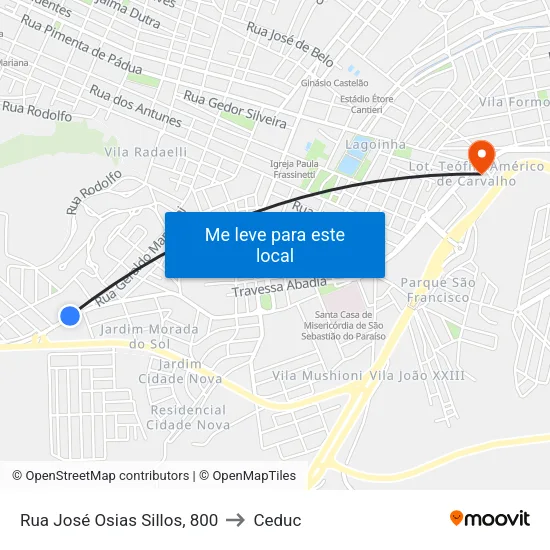 Rua José Osias Sillos, 800 to Ceduc map