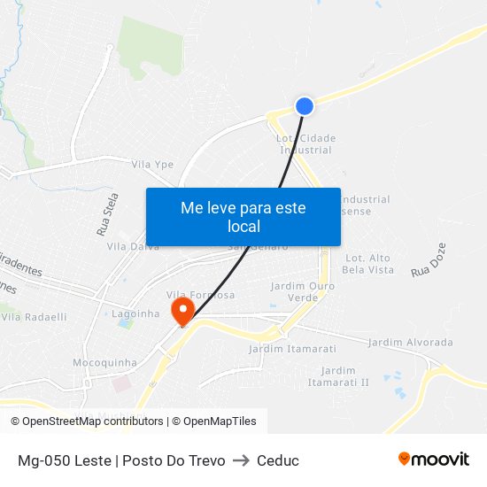 Mg-050 Leste | Posto Do Trevo to Ceduc map