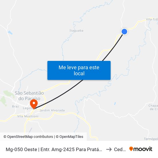 Mg-050 Oeste | Entr. Amg-2425 Para Pratápolis to Ceduc map