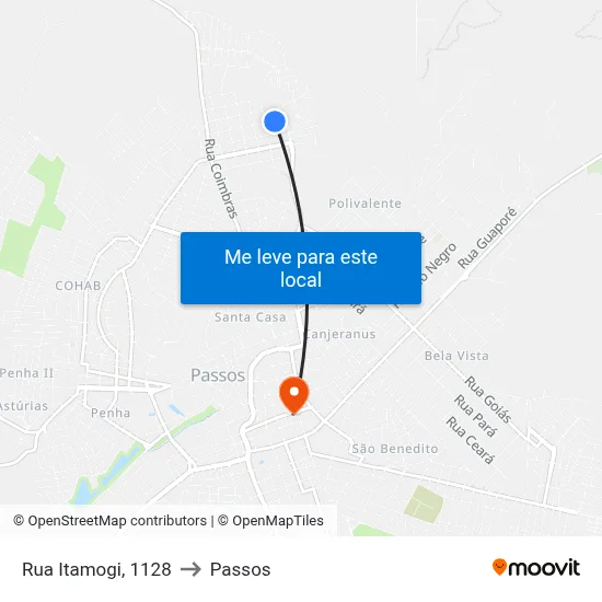 Rua Itamogi, 1128 to Passos map