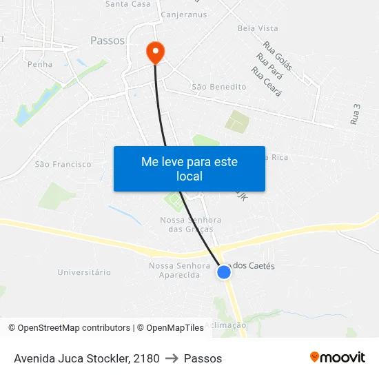 Avenida Juca Stockler, 2180 to Passos map