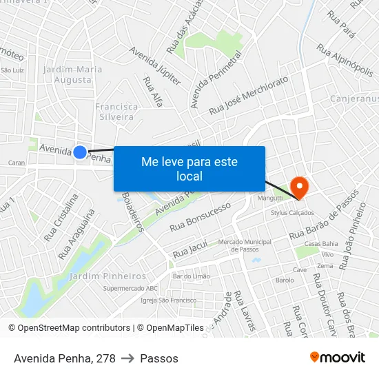 Avenida Penha, 278 to Passos map