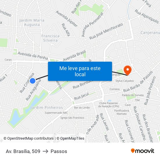 Av. Brasília, 509 to Passos map